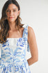 TROPICAL MINI WHITE BLUE DRESS
